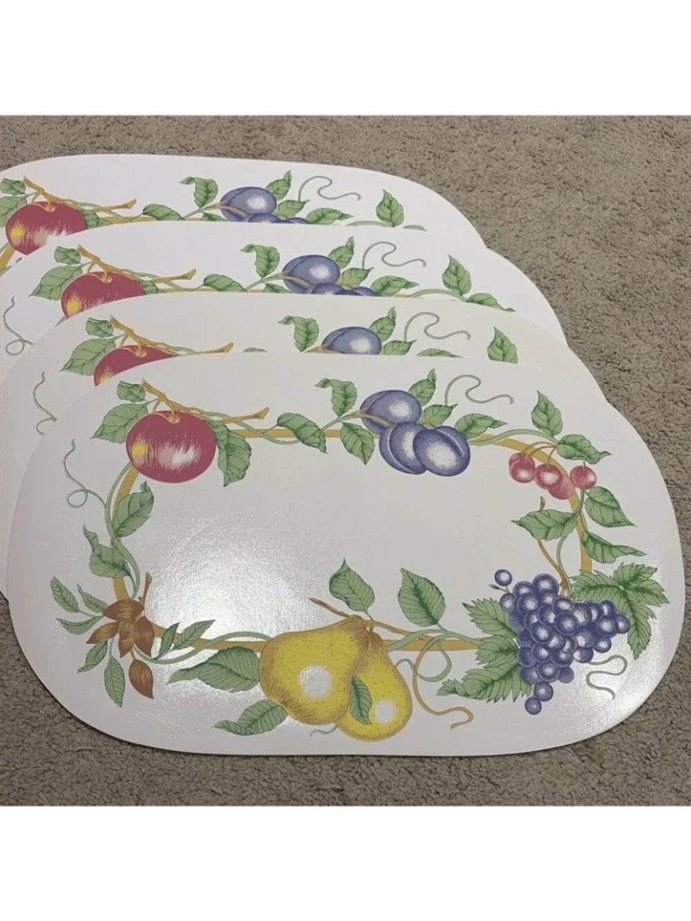 VTG Fruit Abundance Vinyl Placemats Oval 17.5X11